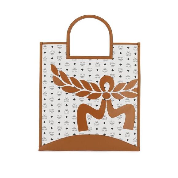 MCM Visetos Tote Bag with Laurel Motif Women WHITE Totes - Picture 2 of 5